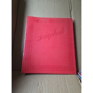 Vintage Red Hardcover Scrapbook Post Bound Album with Grey Cardstock Pages